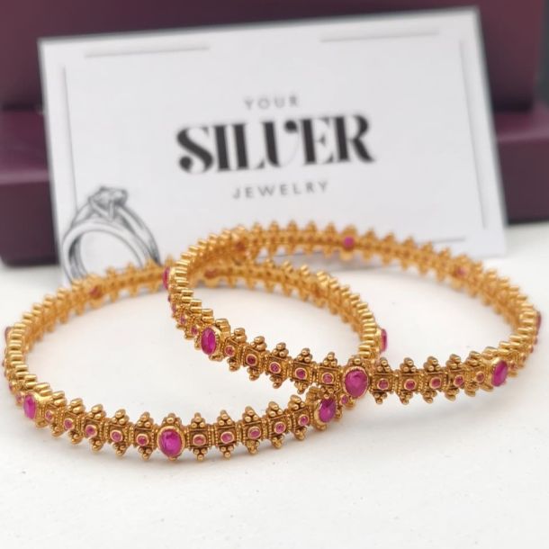 Ruby Heritage Silver Bangles